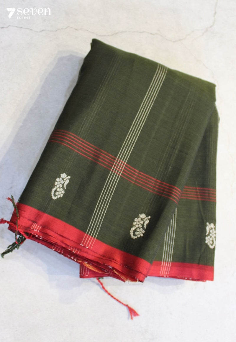 Simhavalli Signature Seven Handloom Green Bangalore Vegan Silk Saree - Seven Sarees - Saree - Seven Sarees