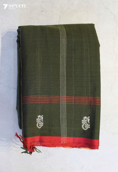 Simhavalli Signature Seven Handloom Green Bangalore Vegan Silk Saree - Seven Sarees - Saree - Seven Sarees