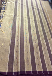 Sira Signature Seven Handloom Brown/Maroon Bangalore Pure Cotton Saree - Seven Sarees - Saree - Seven Sarees