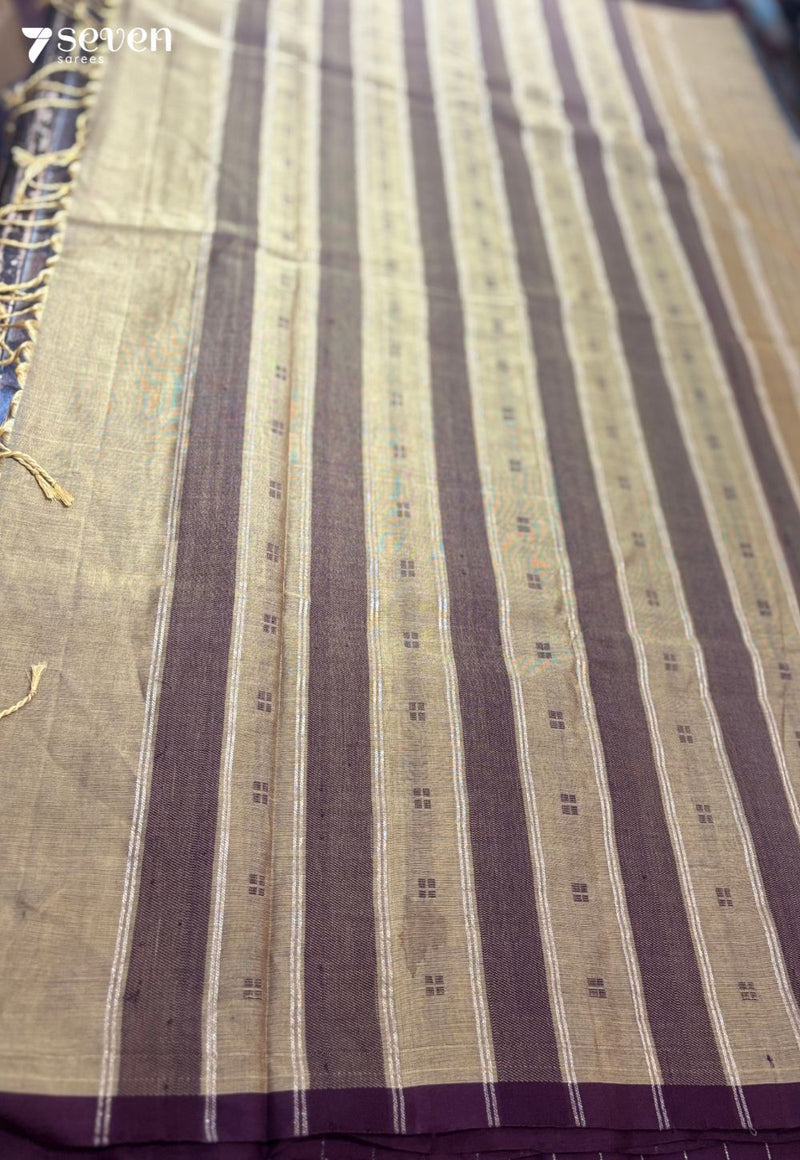 Sira Signature Seven Handloom Brown/Maroon Bangalore Pure Cotton Saree - Seven Sarees - Saree - Seven Sarees