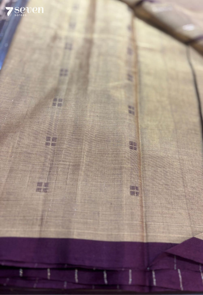 Sira Signature Seven Handloom Brown/Maroon Bangalore Pure Cotton Saree - Seven Sarees - Saree - Seven Sarees