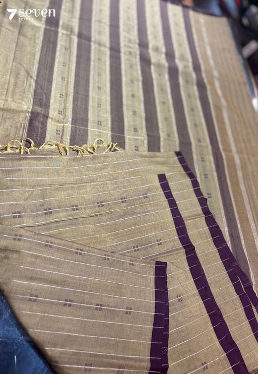 Sira Signature Seven Handloom Brown/Maroon Bangalore Pure Cotton Saree - Seven Sarees - Saree - Seven Sarees