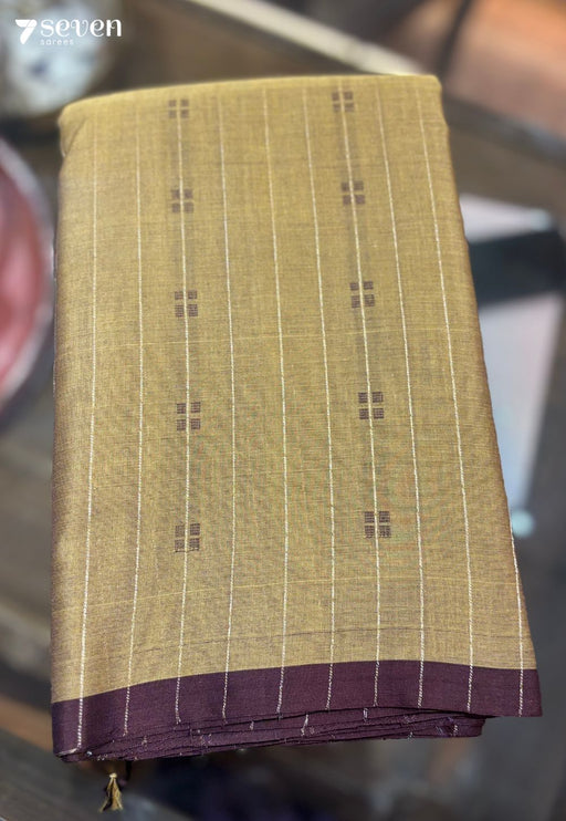 Sira Signature Seven Handloom Brown/Maroon Bangalore Pure Cotton Saree - Seven Sarees - Saree - Seven Sarees