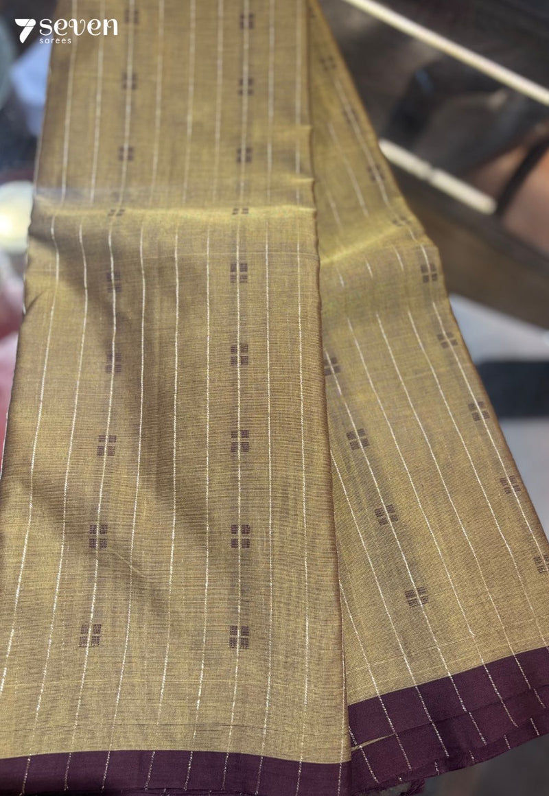 Sira Signature Seven Handloom Brown/Maroon Bangalore Pure Cotton Saree - Seven Sarees - Saree - Seven Sarees