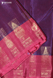 Sirevya Signature Seven Handloom Purple Bangalore Pure Silk Cotton Saree - Seven Sarees - Saree - Seven Sarees