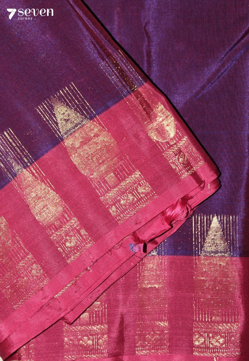 Sirevya Signature Seven Handloom Purple Bangalore Pure Silk Cotton Saree - Seven Sarees - Saree - Seven Sarees