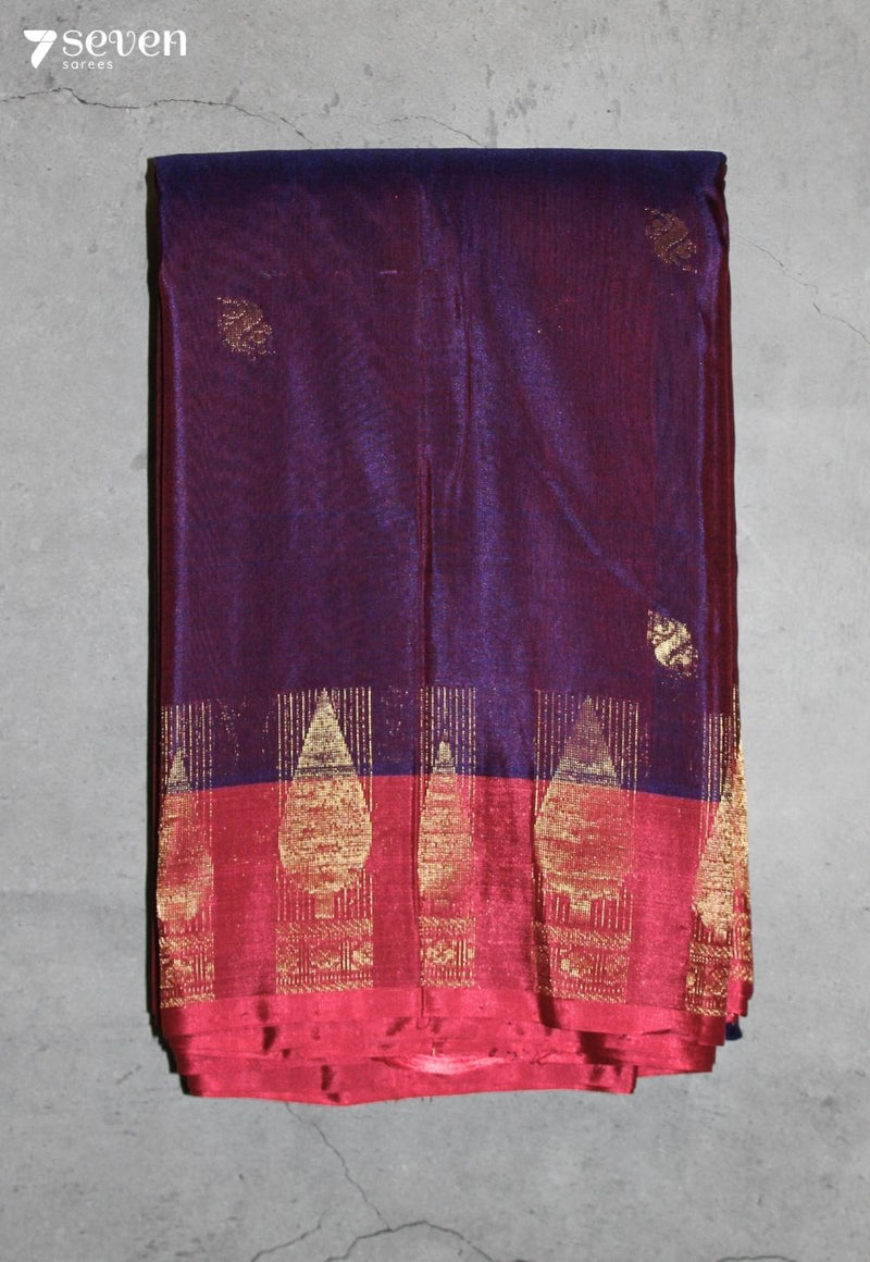 Sirevya Signature Seven Handloom Purple Bangalore Pure Silk Cotton Saree - Seven Sarees - Saree - Seven Sarees