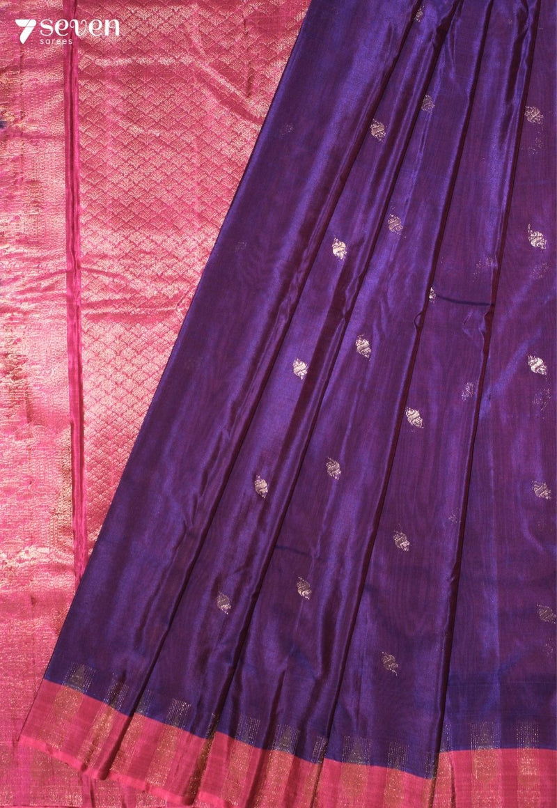 Sirevya Signature Seven Handloom Purple Bangalore Pure Silk Cotton Saree - Seven Sarees - Saree - Seven Sarees