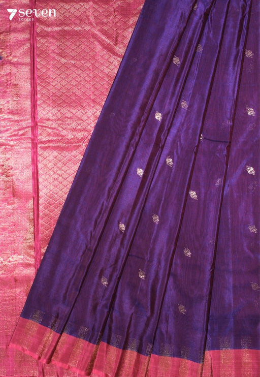 Sirevya Signature Seven Handloom Purple Bangalore Pure Silk Cotton Saree - Seven Sarees - Saree - Seven Sarees