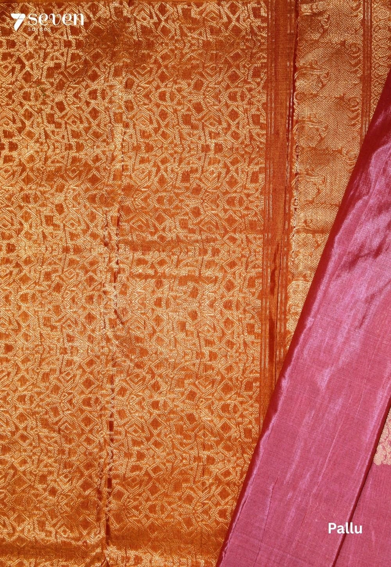 Sireya Signature Seven Handloom Pink Bangalore Pure Silk Cotton Saree - Seven Sarees - Saree - Seven Sarees