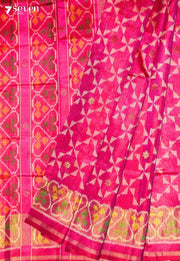 Smitakshi Patola Handloom Single Ikat Pink Pure Silk Saree | Silk Mark Certified - view 1