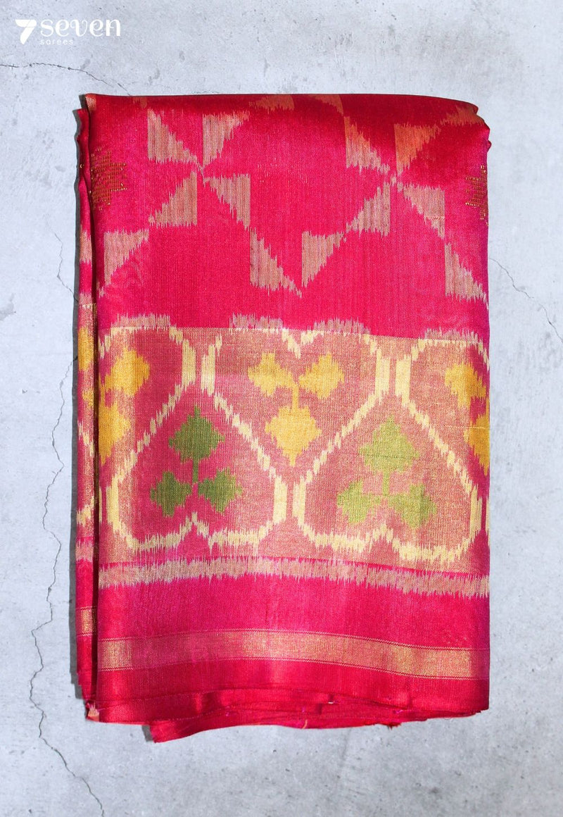 Smitakshi Patola Handloom Single Ikat Pink Pure Silk Saree | Silk Mark Certified - view 2