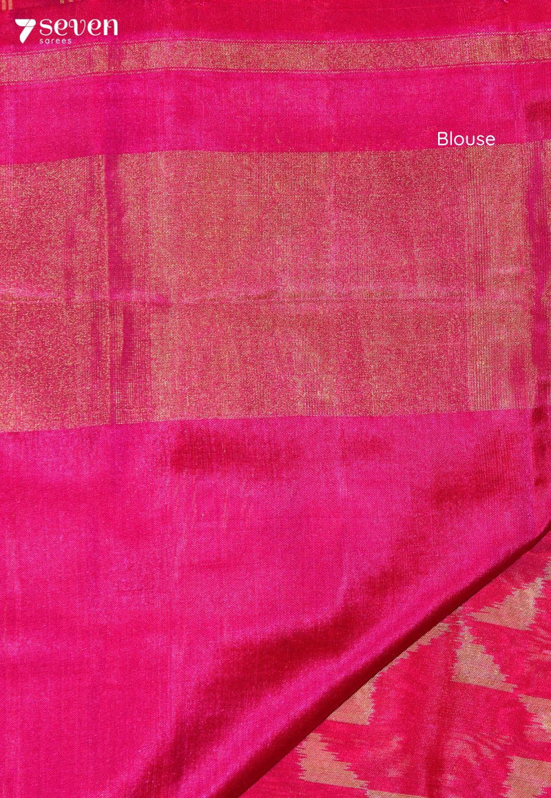 Smitakshi Patola Handloom Single Ikat Pink Pure Silk Saree | Silk Mark Certified - view 4