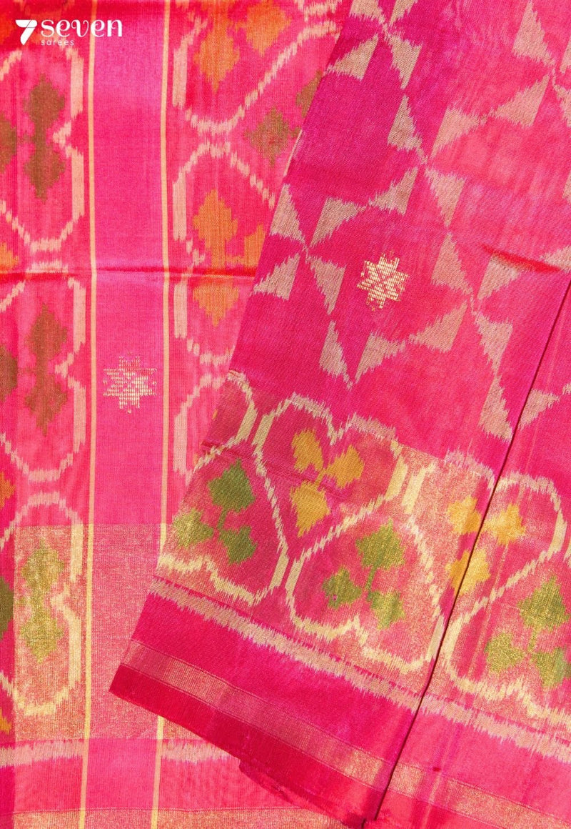 Smitakshi Patola Handloom Single Ikat Pink Pure Silk Saree | Silk Mark Certified - view 5