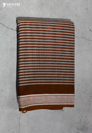 Smriti Signature Seven Handloom Red - White Stripes Bangalore Pure Cotton Saree - Seven Sarees - Saree - Seven Sarees