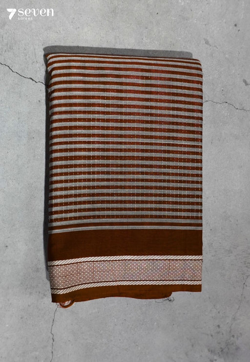 Smriti Signature Seven Handloom Red - White Stripes Bangalore Pure Cotton Saree - Seven Sarees - Saree - Seven Sarees