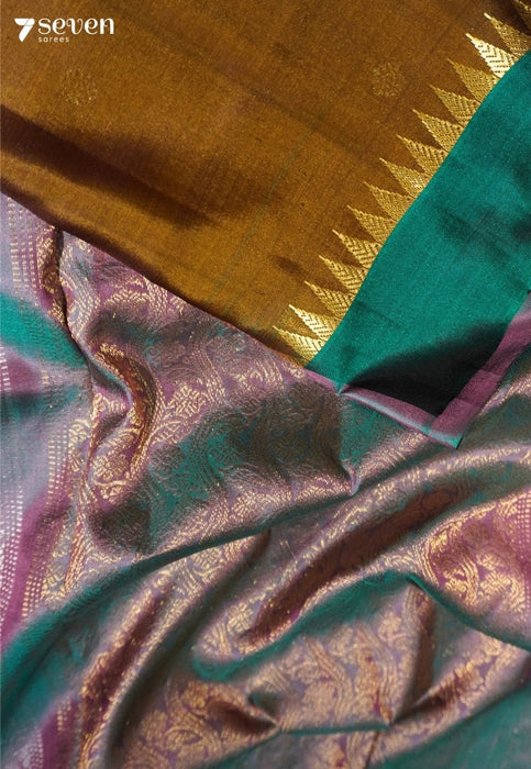 Soft Thorn Signature Seven Handloom Burnt Brown Bangalore Pure Silk Saree|Silk Mark Certified - Seven Sarees - Saree - Seven Sarees