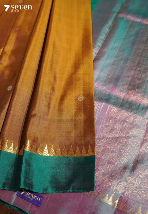 Soft Thorn Signature Seven Handloom Burnt Brown Bangalore Pure Silk Saree|Silk Mark Certified - Seven Sarees - Saree - Seven Sarees