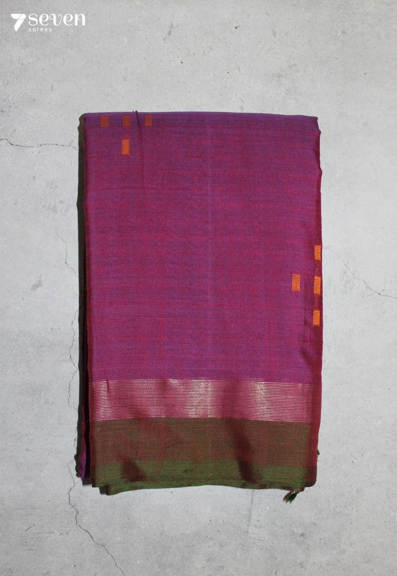 Soranika Signature Seven Handloom Purple Bangalore Pure Cotton Saree - Seven Sarees - Saree - Seven Sarees
