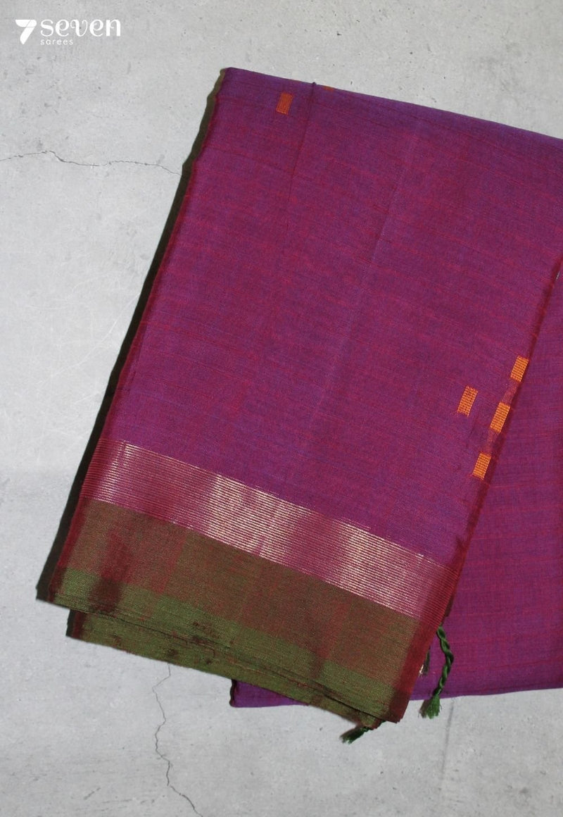 Soranika Signature Seven Handloom Purple Bangalore Pure Cotton Saree - Seven Sarees - Saree - Seven Sarees