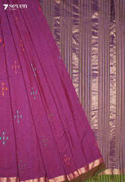 Soranika Signature Seven Handloom Purple Bangalore Pure Cotton Saree - Seven Sarees - Saree - Seven Sarees