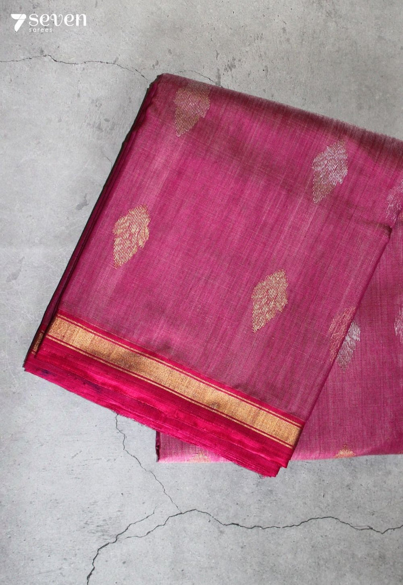 Soraya Chanderi Handloom Pink Silk Cotton Saree - Seven Sarees - Seven Sarees