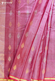 Soraya Chanderi Handloom Pink Silk Cotton Saree - Seven Sarees - Seven Sarees