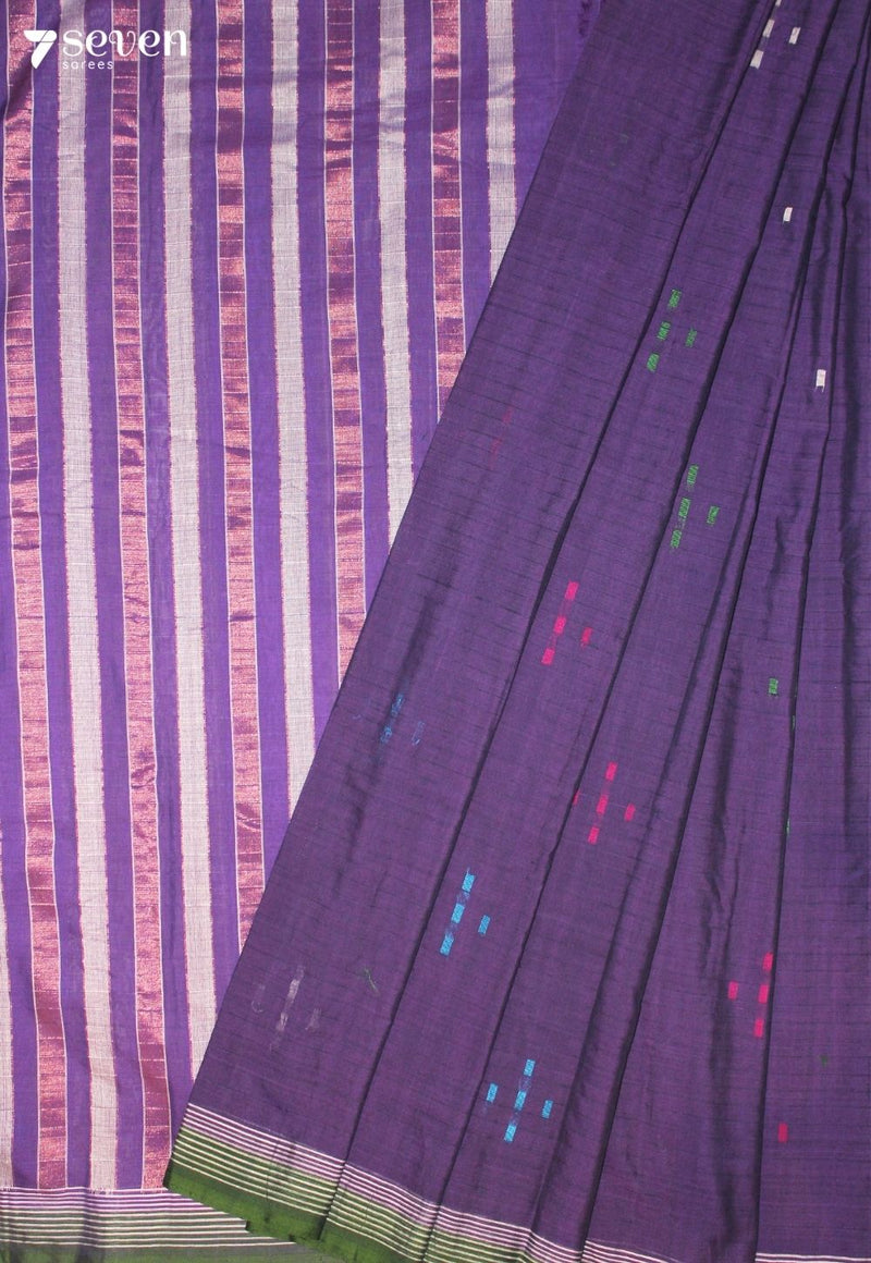 Sovani Signature Seven Handloom Purple Bangalore Pure Cotton Saree - Seven Sarees - Saree - Seven Sarees