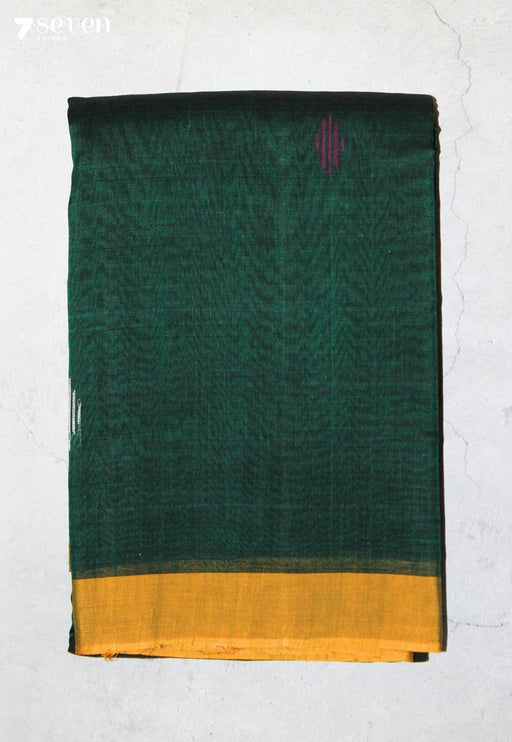 Soveli Signature Seven Handloom Green Bangalore Pure Cotton Saree - Seven Sarees - Saree - Seven Sarees