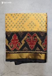 Sovrani Patola Handloom Single Ikkat Yellow Pure Silk Saree|Silk Mark Certified - Seven Sarees - Saree - Seven Sarees