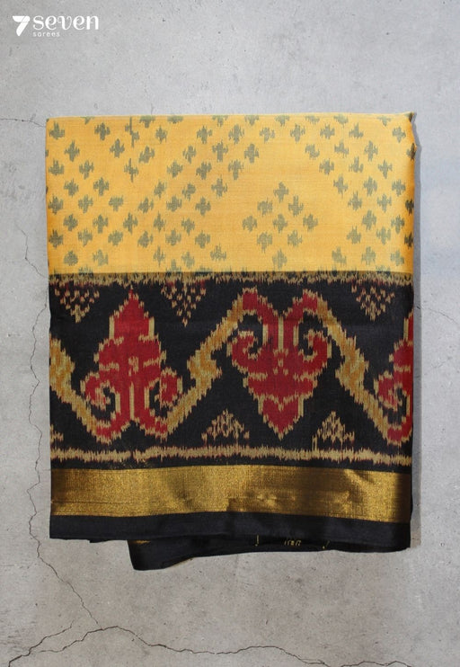 Sovrani Patola Handloom Single Ikkat Yellow Pure Silk Saree|Silk Mark Certified - Seven Sarees - Saree - Seven Sarees