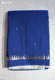 Sowmya Signature Seven Handloom Blue Bangalore Pure Cotton Saree - Seven Sarees - Saree - Seven Sarees