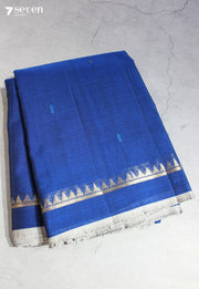 Sowmya Signature Seven Handloom Blue Bangalore Pure Cotton Saree - Seven Sarees - Saree - Seven Sarees