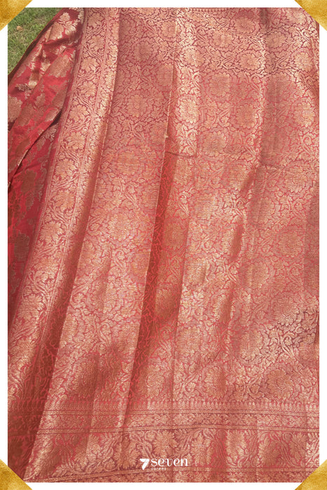 Spiti Benares Red Pure Silk Saree | Silk Mark Certified - Seven Sarees - Saree - Seven Sarees