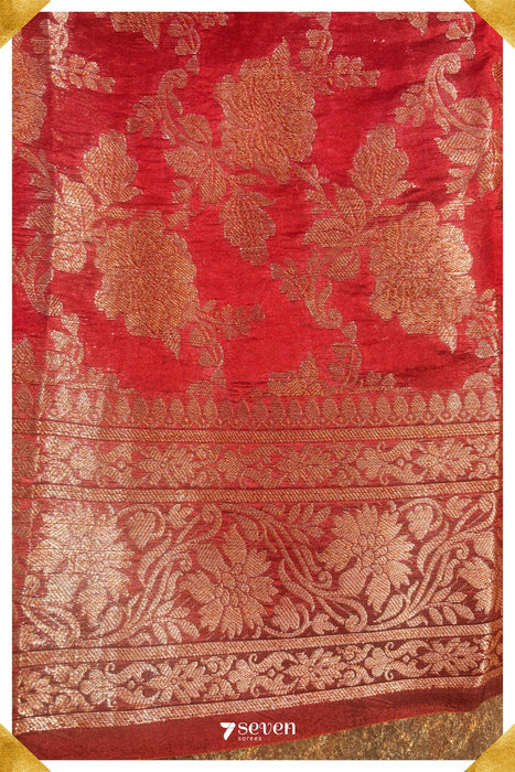 Spiti Benares Red Pure Silk Saree | Silk Mark Certified - Seven Sarees - Saree - Seven Sarees