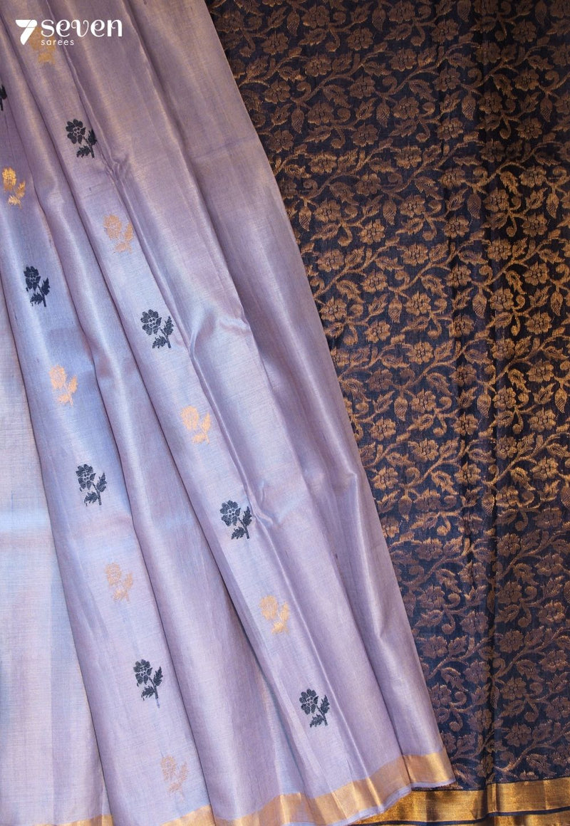 Spring Tide Handloom Lavender Pure Tussar Silk(Kosa) Saree| Silk Mark Certified - Seven Sarees - Saree - Seven Sarees
