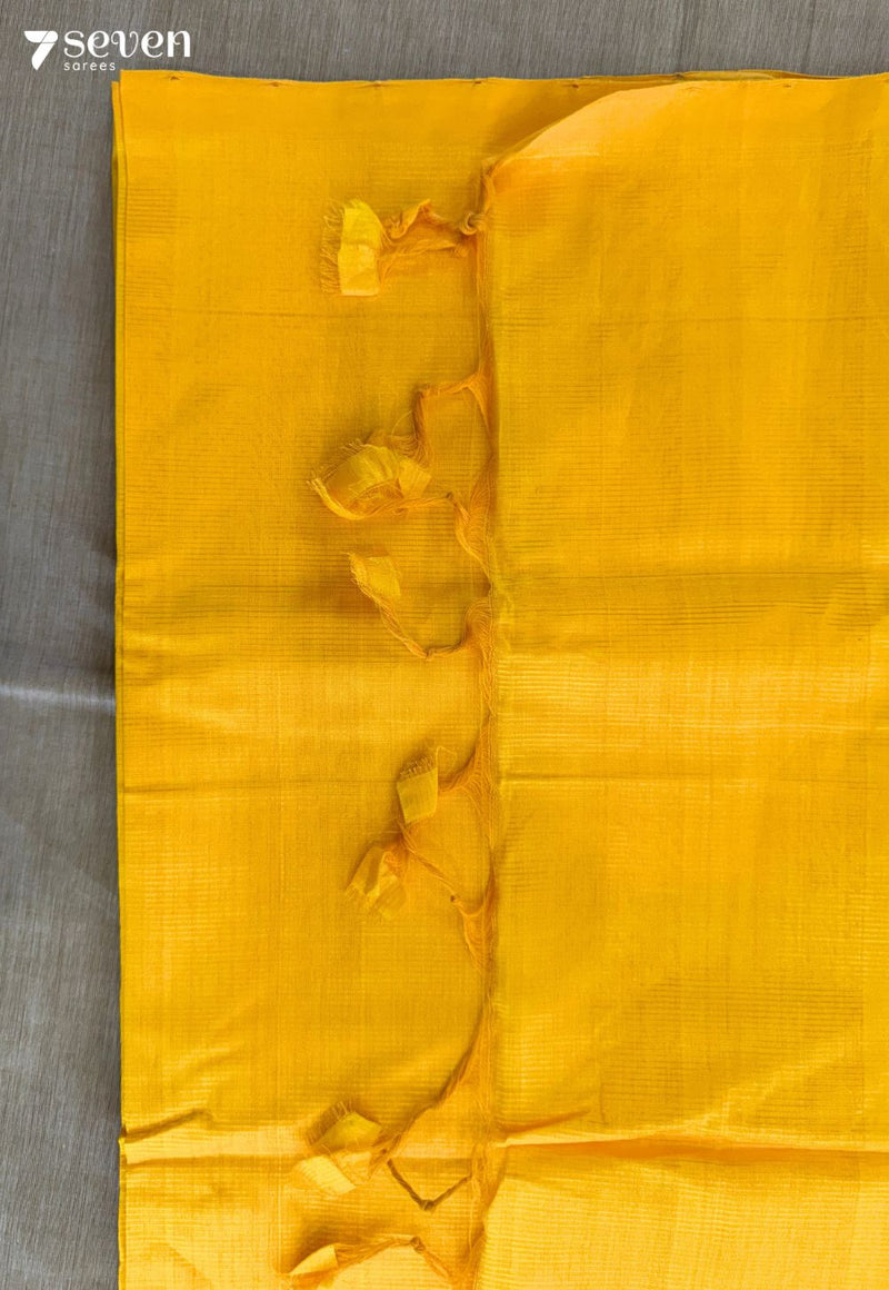 Srngara Mangalagiri Handloom Yellow Vegan Silk Saree - Seven Sarees - Saree - Seven Sarees