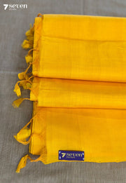 Srngara Mangalagiri Handloom Yellow Vegan Silk Saree - Seven Sarees - Saree - Seven Sarees