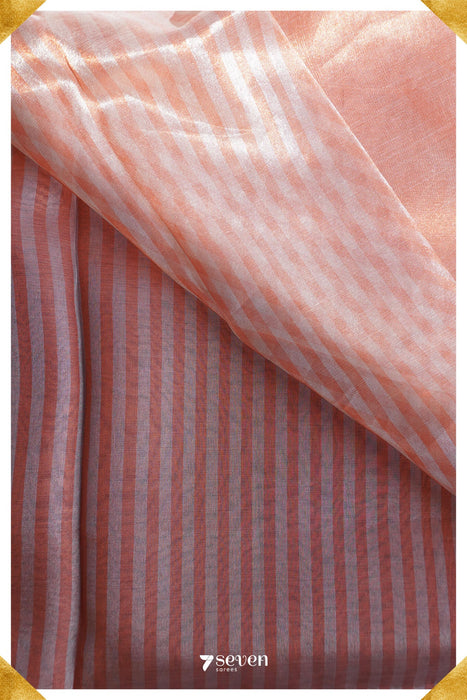 Stella Benarasi Special Sparkle Orange Pure silk tissue saree - Seven Sarees - Saree - Seven Sarees