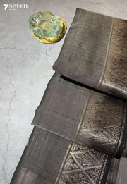 Sthira Signature Seven Handloom Grey Bangalore Pure Silk Cotton Saree - Seven Sarees - Saree - Seven Sarees