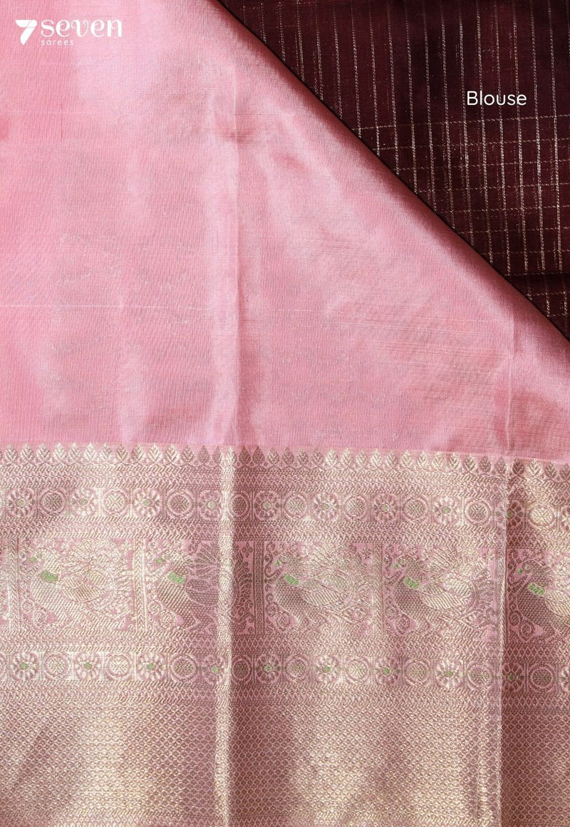 Sudeeksha Handloom Venkatagiri Pattu 100% Silk Brown Saree | Silk Mark Certified - Seven Sarees - Seven Sarees
