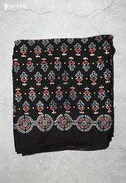 Sudevi Kutch Black Pure Handmade Ajrakh Modal with Handpasted Mirrors - view 2