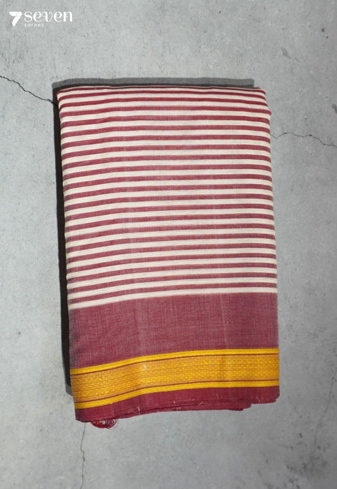 Sukriti Signature Seven Handloom Red Bangalore Pure Cotton Saree - Seven Sarees - Saree - Seven Sarees