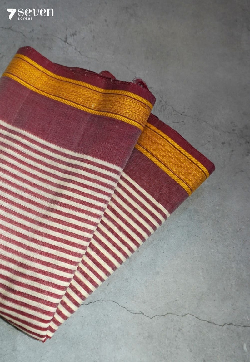 Sukriti Signature Seven Handloom Red Bangalore Pure Cotton Saree - Seven Sarees - Saree - Seven Sarees