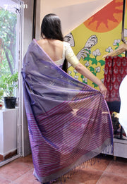 Sunny Mint Signature Seven Handloom Violet Bangalore Vegan Silk Saree - Seven Sarees - Saree - Seven Sarees