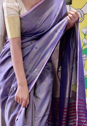 Sunny Mint Signature Seven Handloom Violet Bangalore Vegan Silk Saree - Seven Sarees - Saree - Seven Sarees