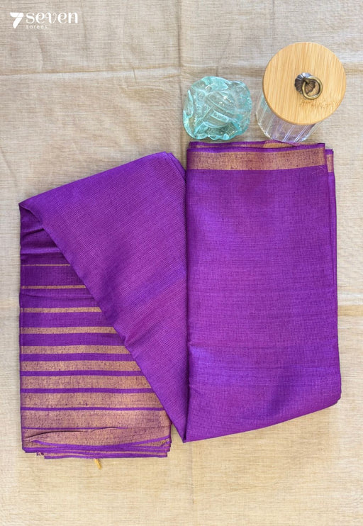 Sun's Favorite Chattisgarh Violet Pure Tussar Silk Saree | Silk Mark Certified - Seven Sarees - Saree - Seven Sarees