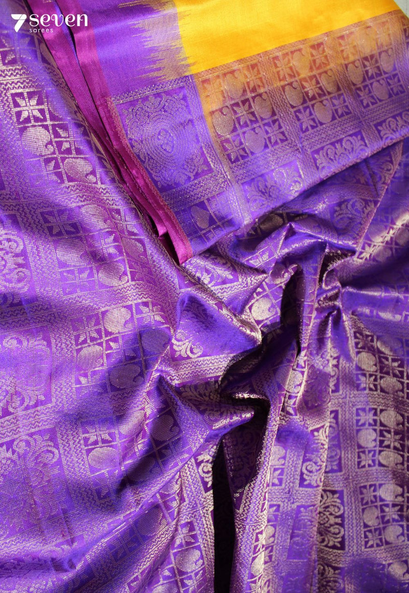 Sunshine Blessings Signature Seven Handloom Yellow Bangalore Pure Silk Saree|Silk Mark Certified - Seven Sarees - Saree - Seven Sarees