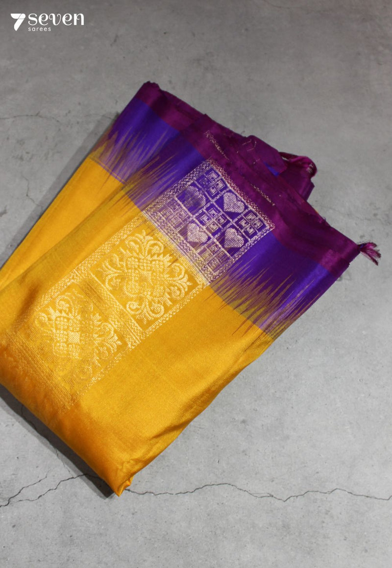 Sunshine Blessings Signature Seven Handloom Yellow Bangalore Pure Silk Saree|Silk Mark Certified - Seven Sarees - Saree - Seven Sarees