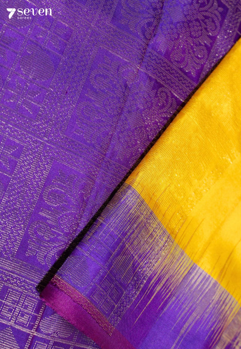Sunshine Blessings Signature Seven Handloom Yellow Bangalore Pure Silk Saree|Silk Mark Certified - Seven Sarees - Saree - Seven Sarees